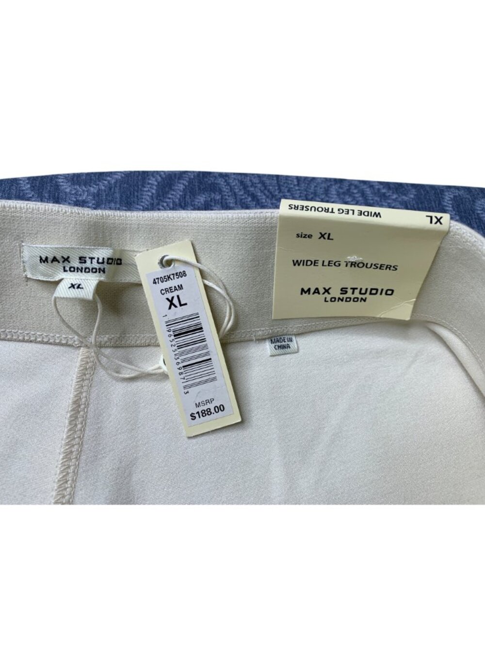 NWT Max Studio London Womens Cream Knit Wide Leg Pull On Pants XL - Picture 4 of 9